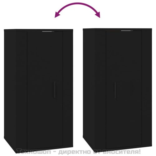 ТВ шкаф за стенен монтаж, черно, 40x34,5x80см