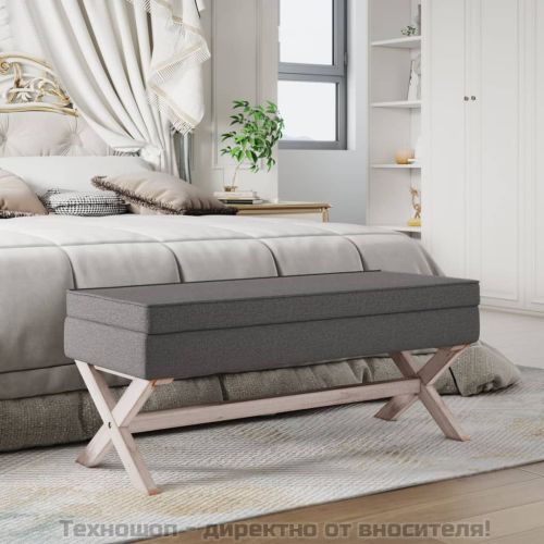 Табуретка за съхранение, тъмносива, 110x45x49 см, плат