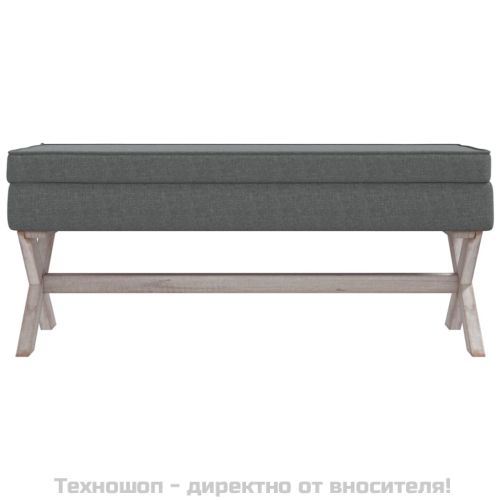 Табуретка за съхранение, тъмносива, 110x45x49 см, плат