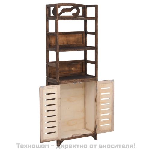 Шкаф витрина, тъмнокафяв, 46x24x140 см, масивно дърво пауловния