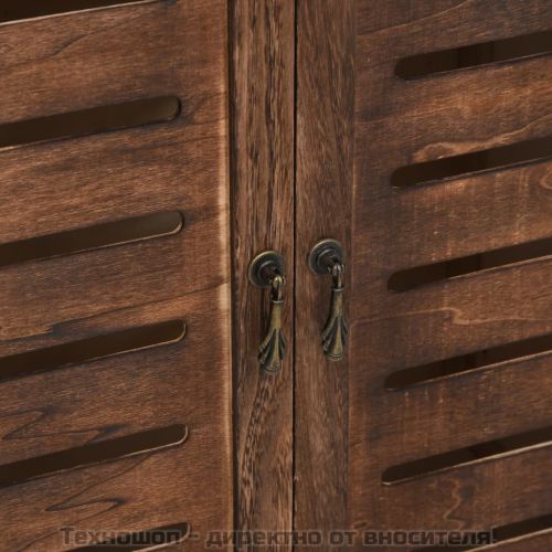 Шкаф витрина, тъмнокафяв, 46x24x140 см, масивно дърво пауловния