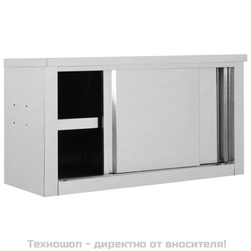 Кухненски стенен шкаф с плъзгащи врати, 90x40x50 см, стомана