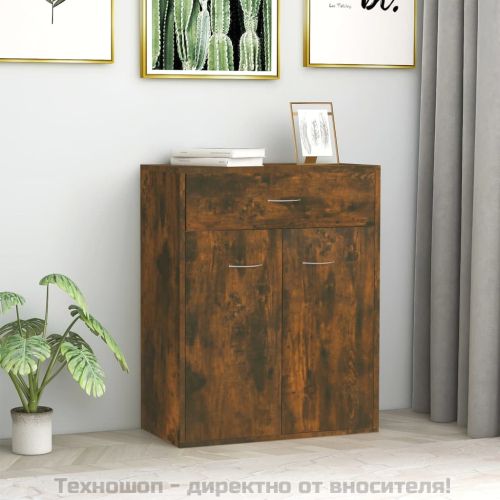 Сайдборд, опушен дъб, 60x30x75 см, инженерно дърво