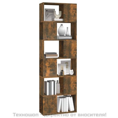 Библиотека/разделител за стая, опушен дъб, 60x24x186 см