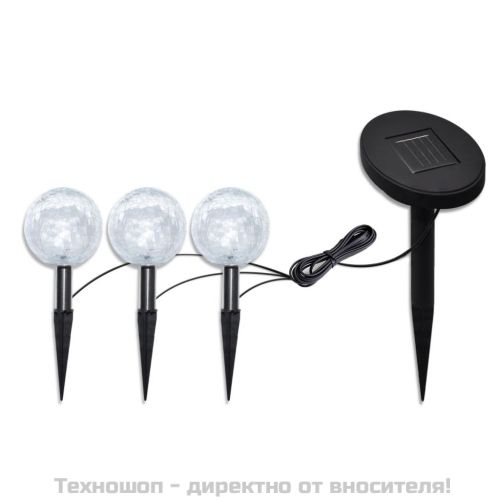 Соларни сферични LED градински лампи с анкери и соларен панел