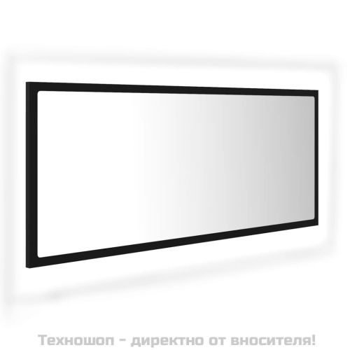 LED огледало за баня, черно, 100x8,5x37 см, акрил