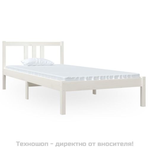 Рамка за легло, бяла, масивно дърво, 90х200 см