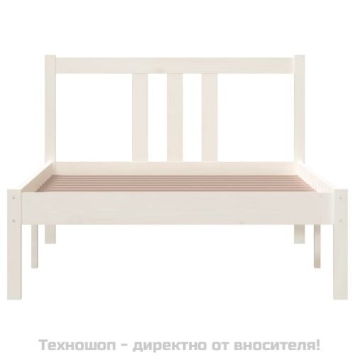 Рамка за легло, бяла, масивно дърво, 90х200 см
