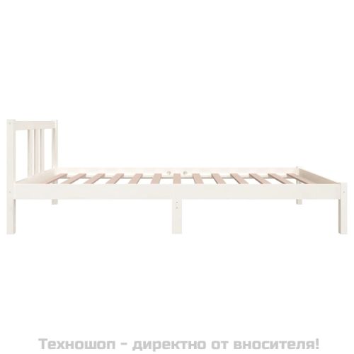 Рамка за легло, бяла, масивно дърво, 90х200 см