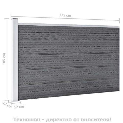 Градинска ограда, WPC, 175x105 см, сива