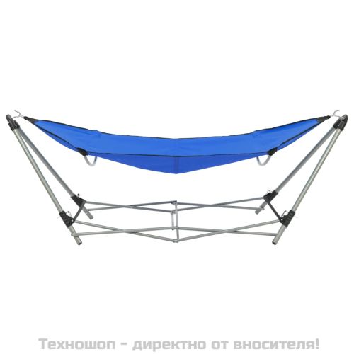 Хамак със сгъваема стойка, син