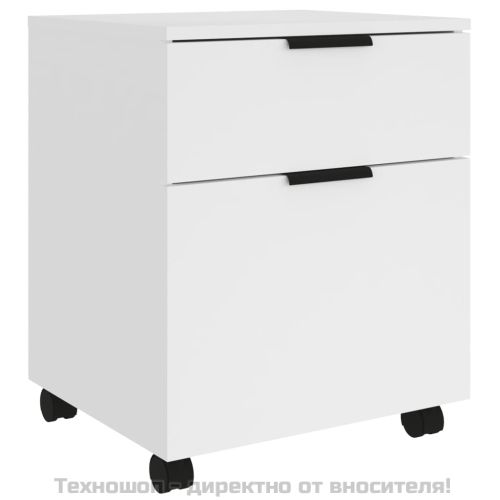 Мобилен архивен шкаф с колелца бял 45x38x54 см инженерно дърво
