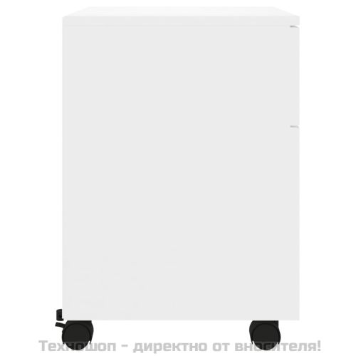 Мобилен архивен шкаф с колелца бял 45x38x54 см инженерно дърво