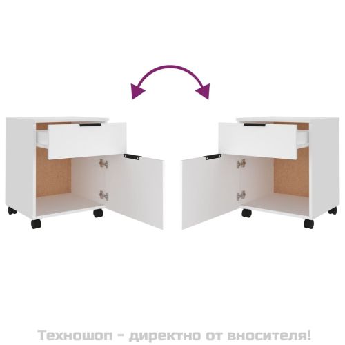 Мобилен архивен шкаф с колелца бял 45x38x54 см инженерно дърво