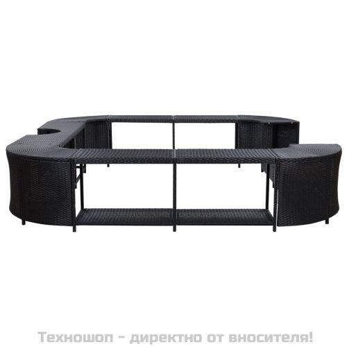 Квадратен спа съраунд, черен, 268x268x55 см, полиратан
