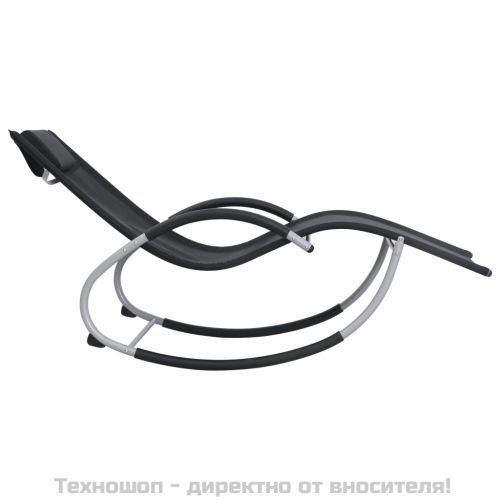 Шезлонг с възглавничка, черен, textilene