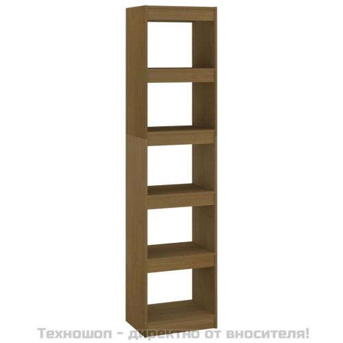 Библиотека/разделител за стая меденокафява 40x30x167,5 см бор