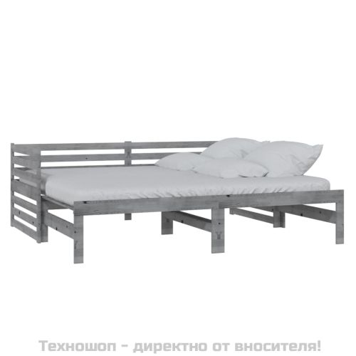 Разтегателно дневно легло, без матрак, сиво, 2x(90x200) см