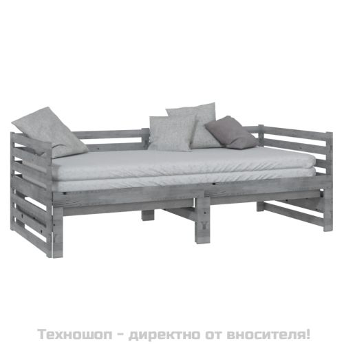 Разтегателно дневно легло, без матрак, сиво, 2x(90x200) см