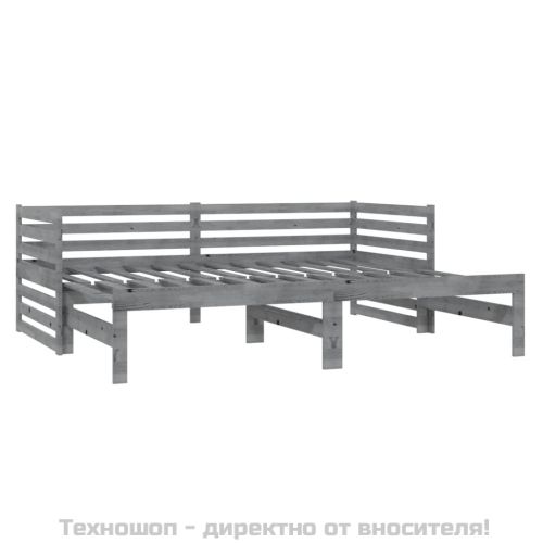 Разтегателно дневно легло, без матрак, сиво, 2x(90x200) см