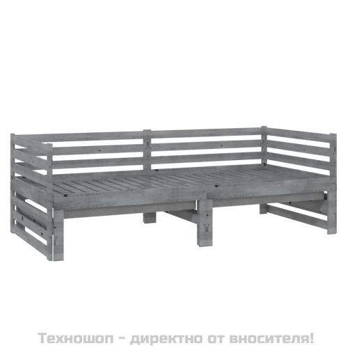 Разтегателно дневно легло, без матрак, сиво, 2x(90x200) см