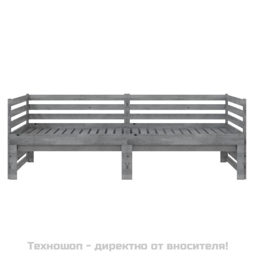 Разтегателно дневно легло, без матрак, сиво, 2x(90x200) см