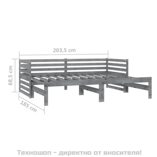 Разтегателно дневно легло, без матрак, сиво, 2x(90x200) см