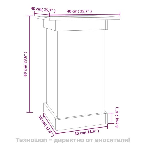 Поставка за цветя, бяла, 40x40x60 см, бор масив