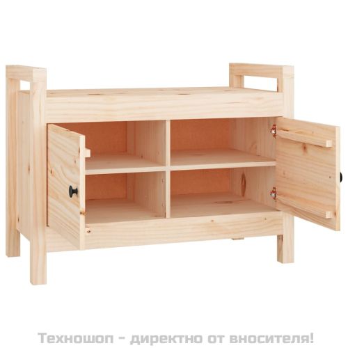 Пейка за антре, 80x40x60 см, борово дърво масив