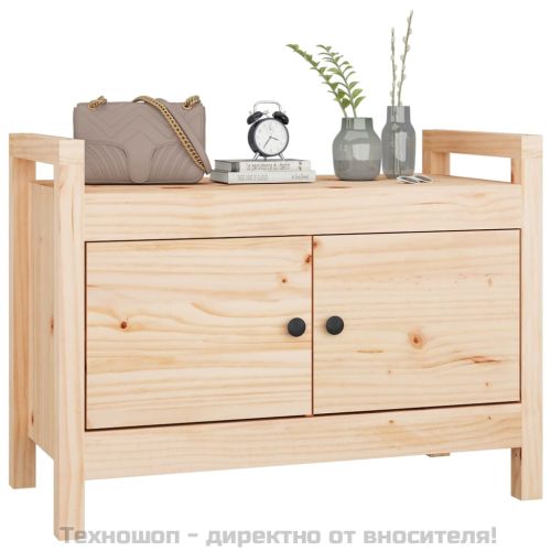 Пейка за антре, 80x40x60 см, борово дърво масив