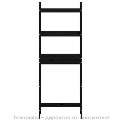Етажерка за тоалетна, черна, 63x26x171 см, борово дърво масив