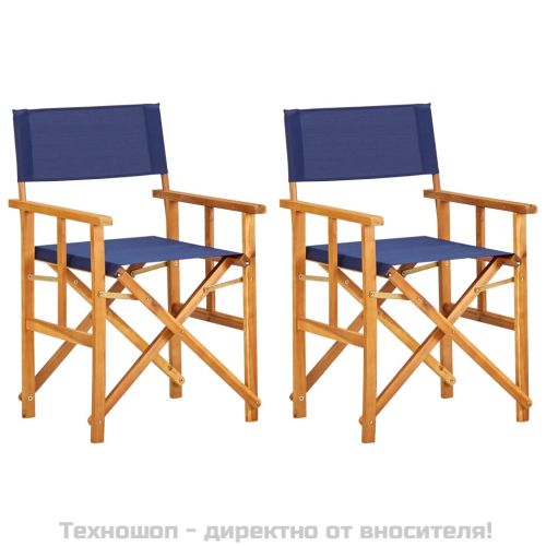 Режисьорски столове, 2 бр, акациево дърво масив, сини