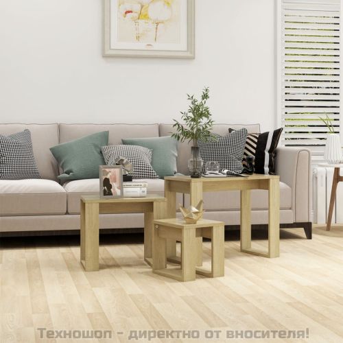 Стифиращи маси, 3 бр, сонома дъб, инженерно дърво