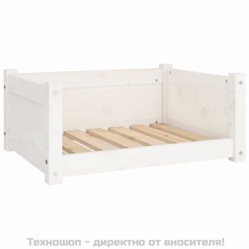 Кучешко легло, бяло, 65,5x50,5x28 см, масивна борова дървесина