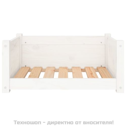 Кучешко легло, бяло, 65,5x50,5x28 см, масивна борова дървесина