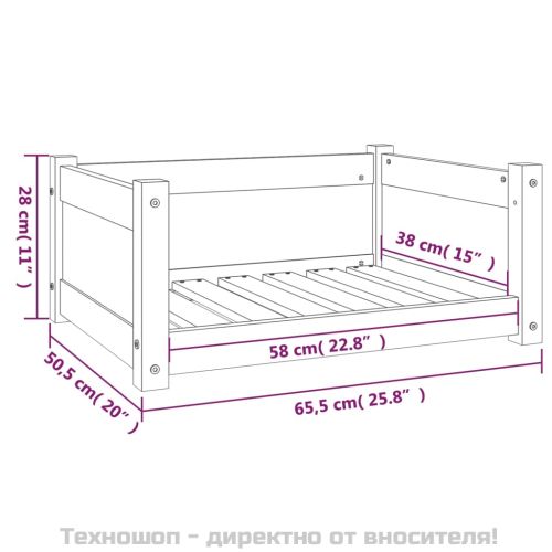 Кучешко легло, бяло, 65,5x50,5x28 см, масивна борова дървесина