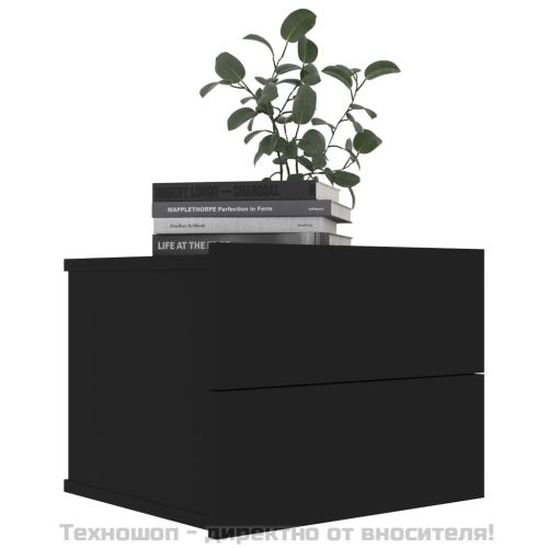 Нощно шкафче, черно, 40x30x30 см, инженерно дърво