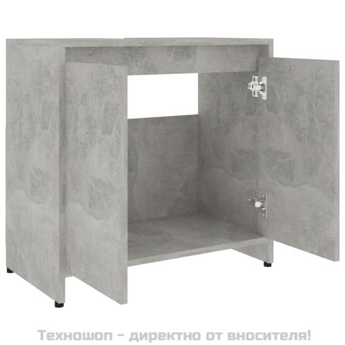 Шкаф за баня, бетонно сив, 60x33x61 см, инженерно дърво