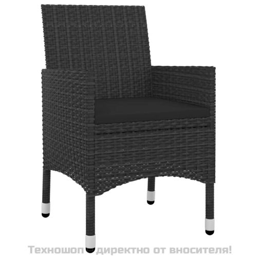 Градински комплект с възглавници 5 части полиратан и стъкло