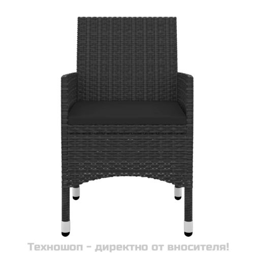 Градински комплект с възглавници 5 части полиратан и стъкло