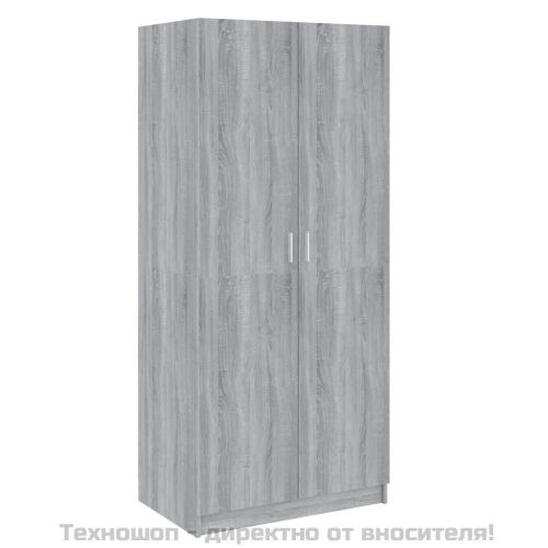 Гардероб, сив сонома, 80x52x180 см, инженерно дърво