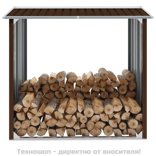 Навес за дърва, поцинкована стомана, 172x91x154 см, кафяв