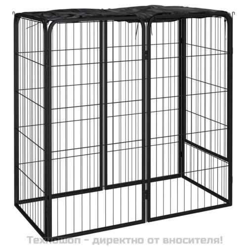 Заграждение за куче черно 6 панела 50x100 см прахово боядисано
