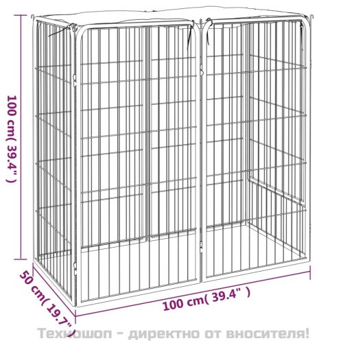 Заграждение за куче черно 6 панела 50x100 см прахово боядисано