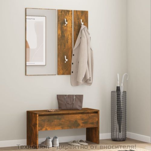 Комплект мебели за антре, опушен дъб, инженерно дърво