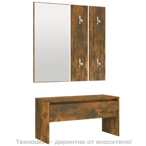 Комплект мебели за антре, опушен дъб, инженерно дърво