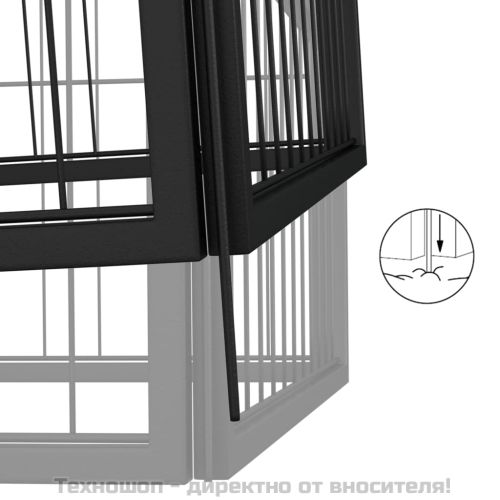 Заграждение за куче черно 36 панела 100x50 см прахово боядисано