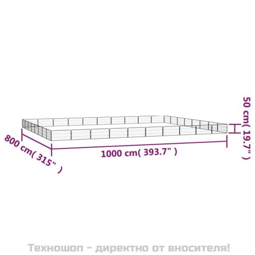 Заграждение за куче черно 36 панела 100x50 см прахово боядисано
