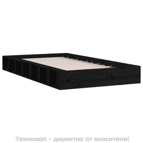 рамка за легло черно 135x190 см Double масивно дърво