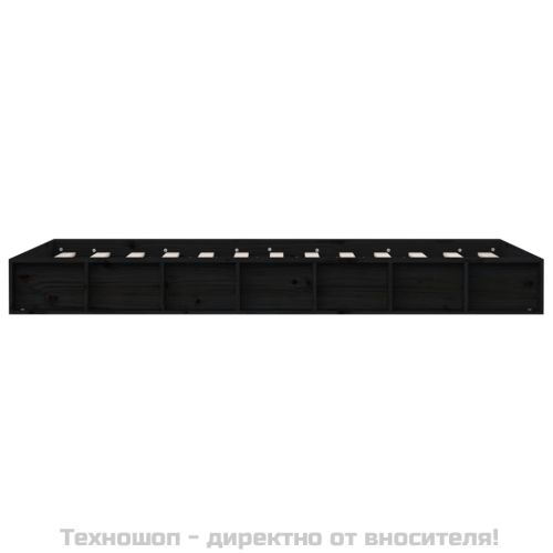 рамка за легло черно 135x190 см Double масивно дърво